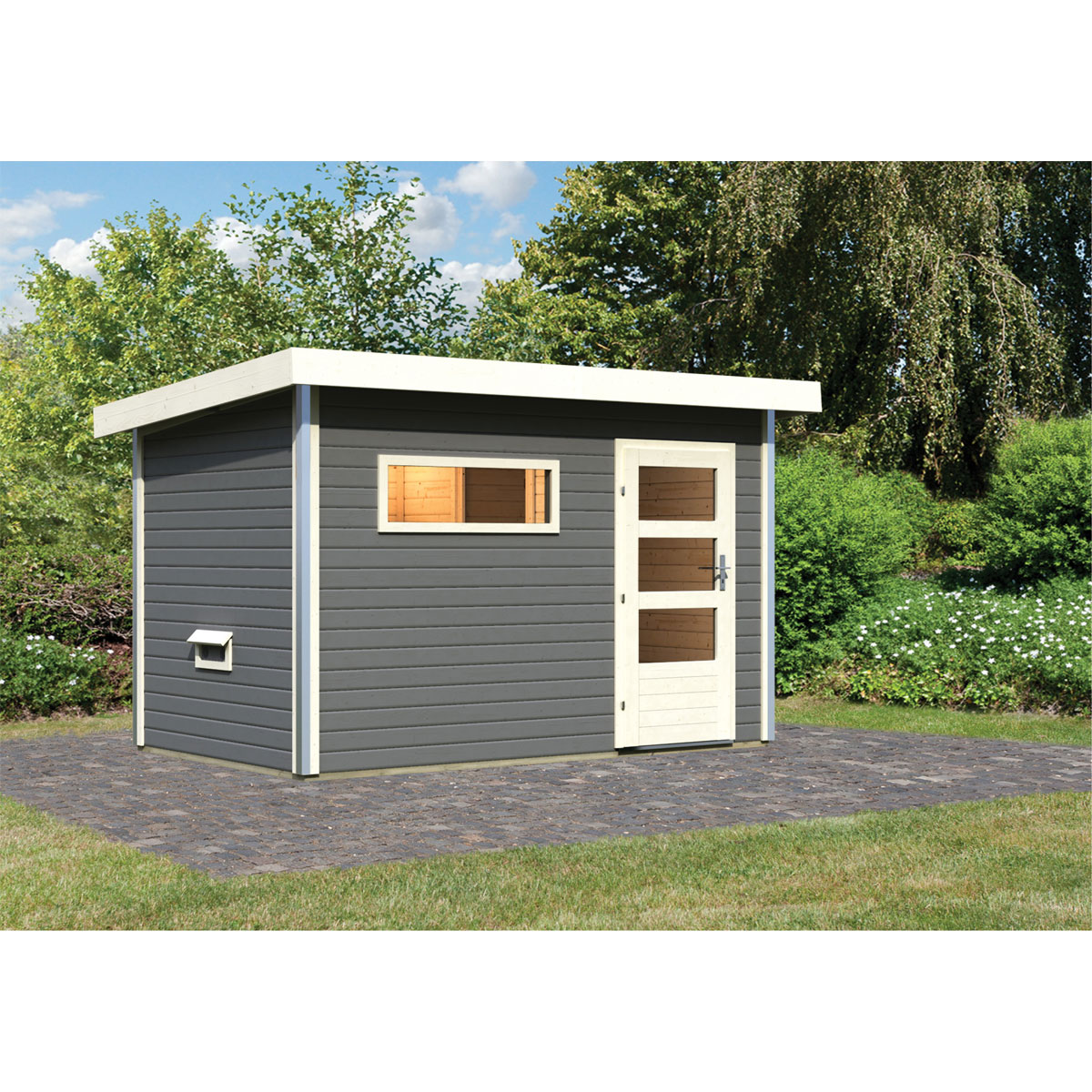 Karibu  Saunahaus Skrollan 1 terragrau Bild 3