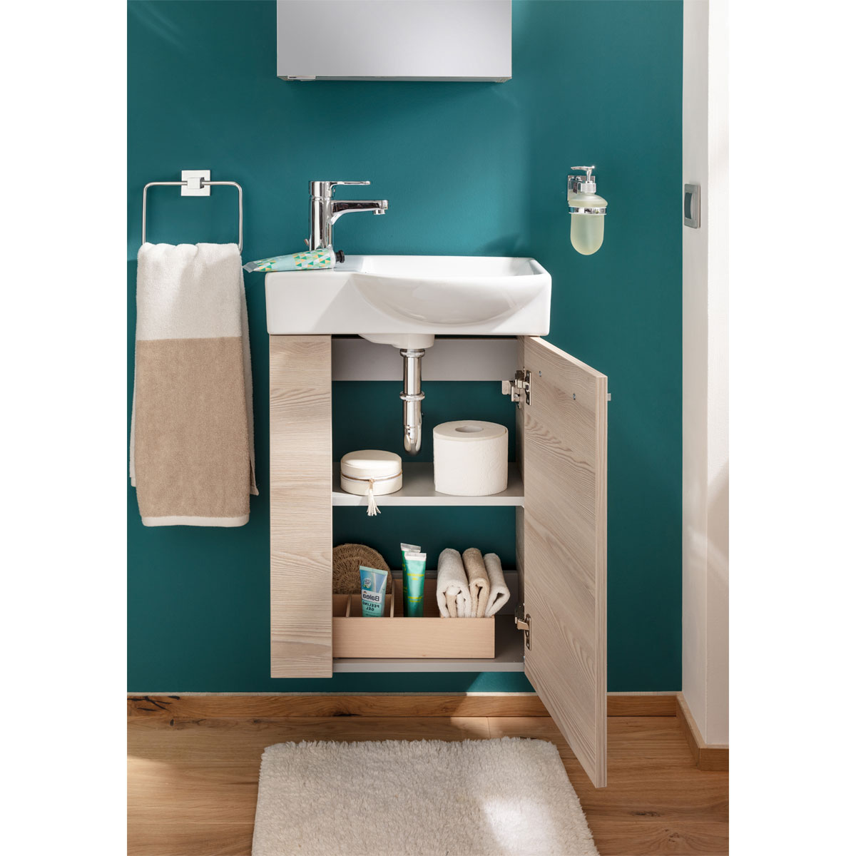 Fackelmann  Gäste-WC Waschtischunterschrank rechts SBC 440 x 600 x 243 mm Alaska-Esche Bild 6