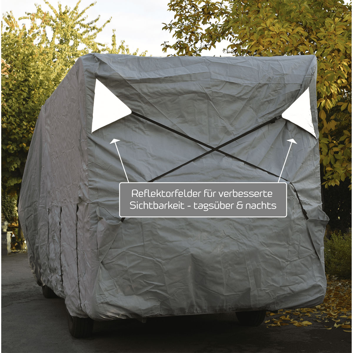 GreenYard Wohnmobil Schutzhülle mit Reflektoren Größe XL 870 x 235 x 275cm Bild 3