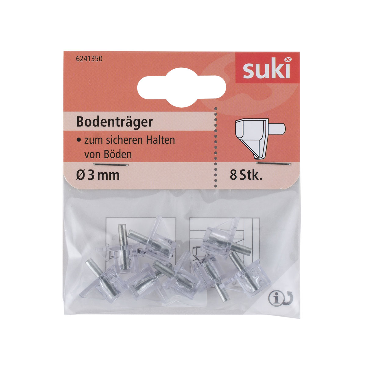 Suki Bodenträger Kunststoff Durchmesser 0,3 x 0,8 cm transparent 8 Stück