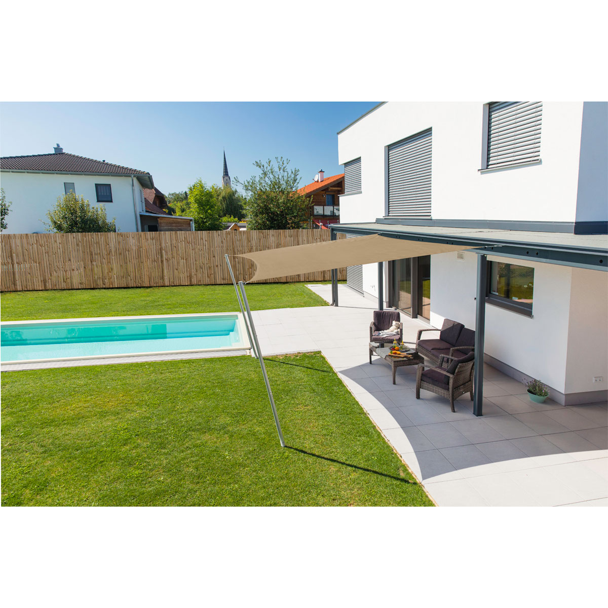 Viereck-Segel Cannes 5 x 5 m taupe Bild 3