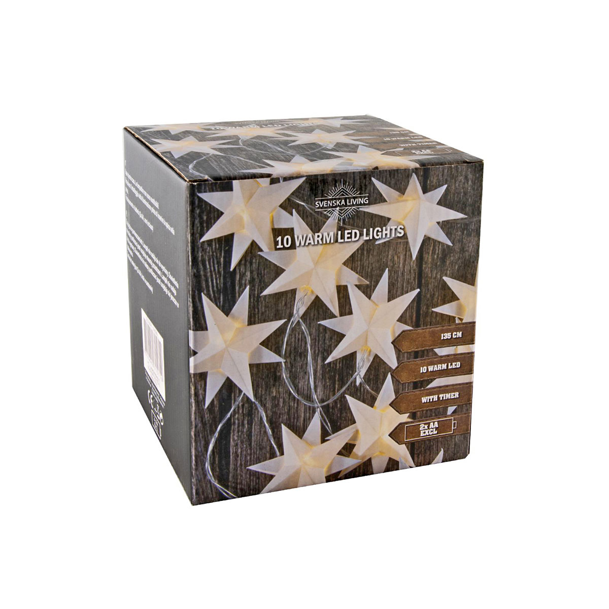 LED Kette 10 Sterne Papier weiss