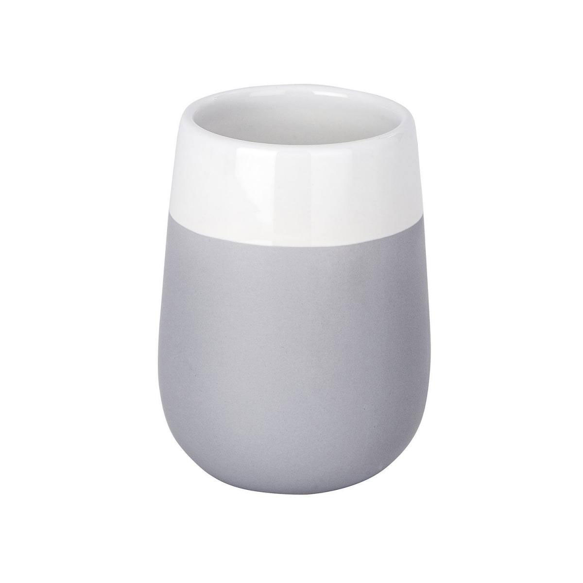 Wenko Zahnputzbecher Malta grau/weiß