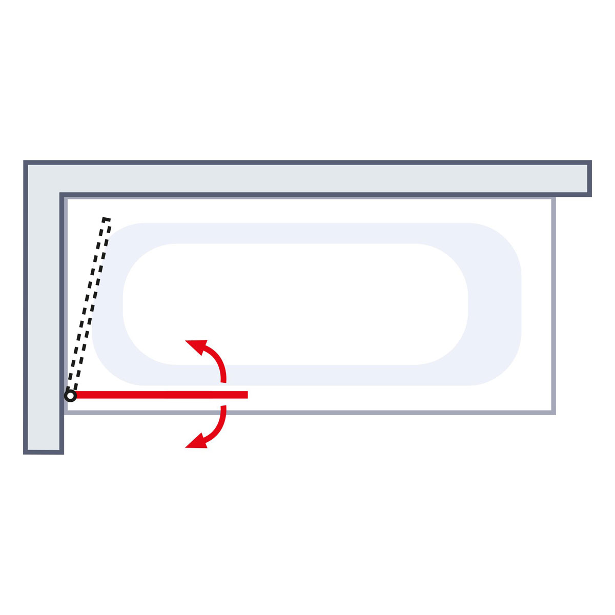 Schulte Komfort Badewannenfaltwand-1 teilig 140 x 80 cm Mattschwarz Klar hell Bild 4