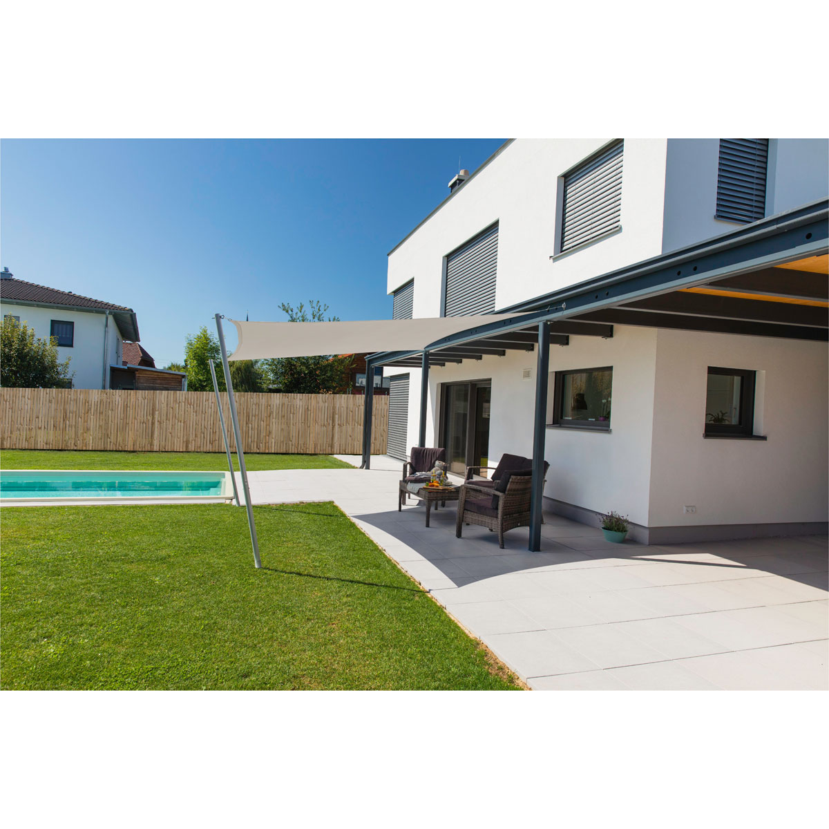 Viereck-Segel Cannes 5 x 5 m grey Bild 2