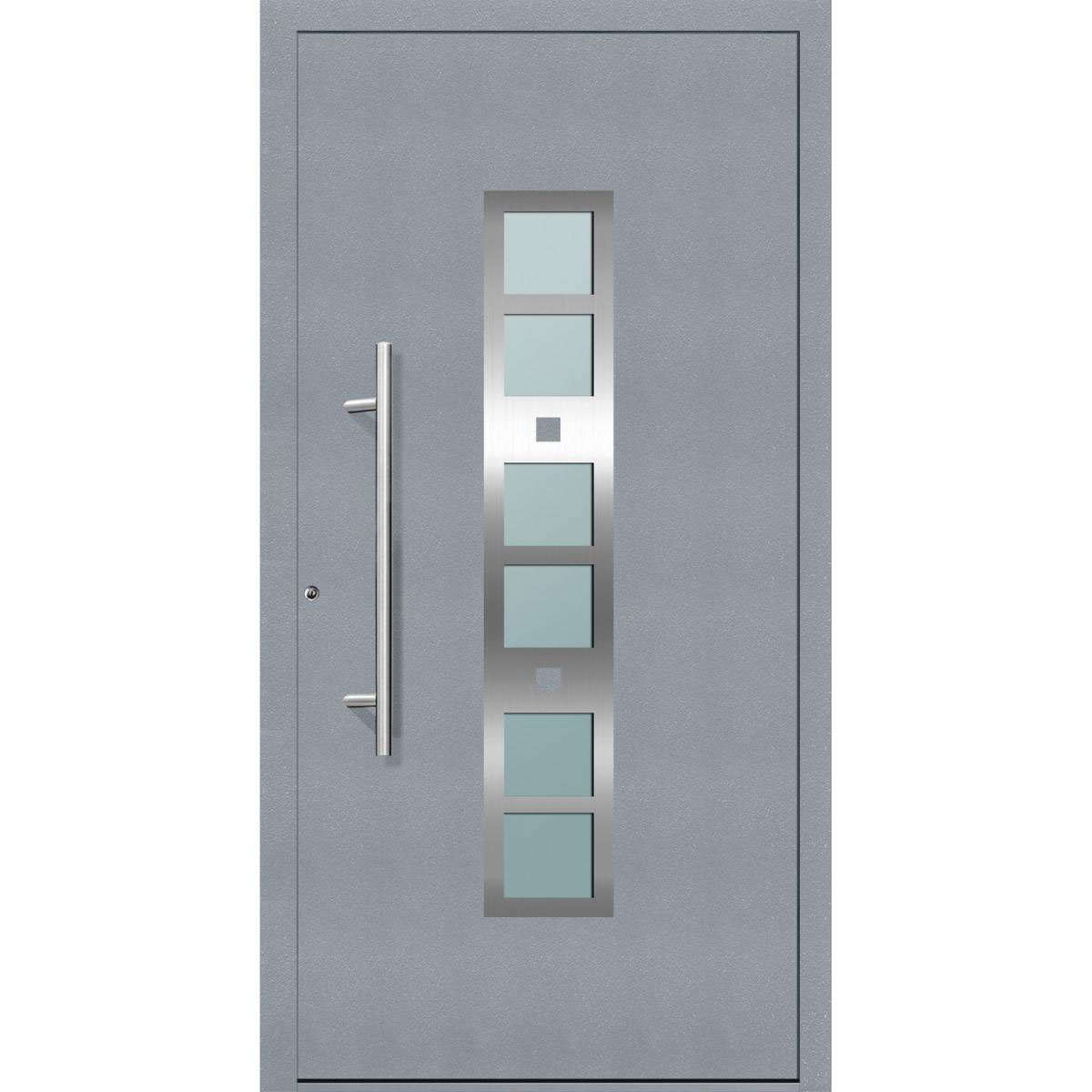 Aluminium Sicherheits-Haustür „Pisa Exklusiv“, 75mm, grau, 100x210 cm, Anschlag links, inkl. Griffset