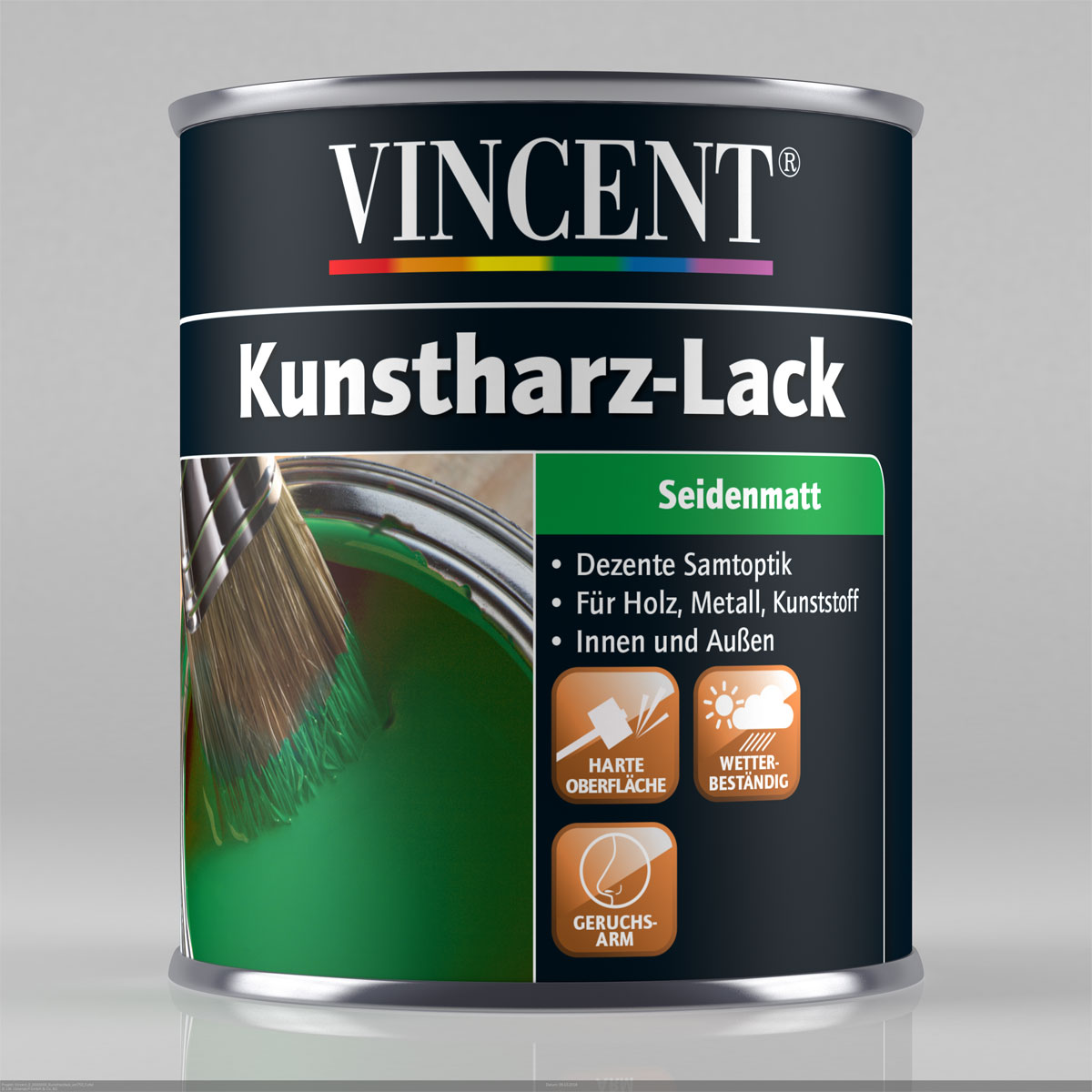 Vincent Kunstharz Buntlack RAL 6005 Moosgrün seidenmatt 125 ml