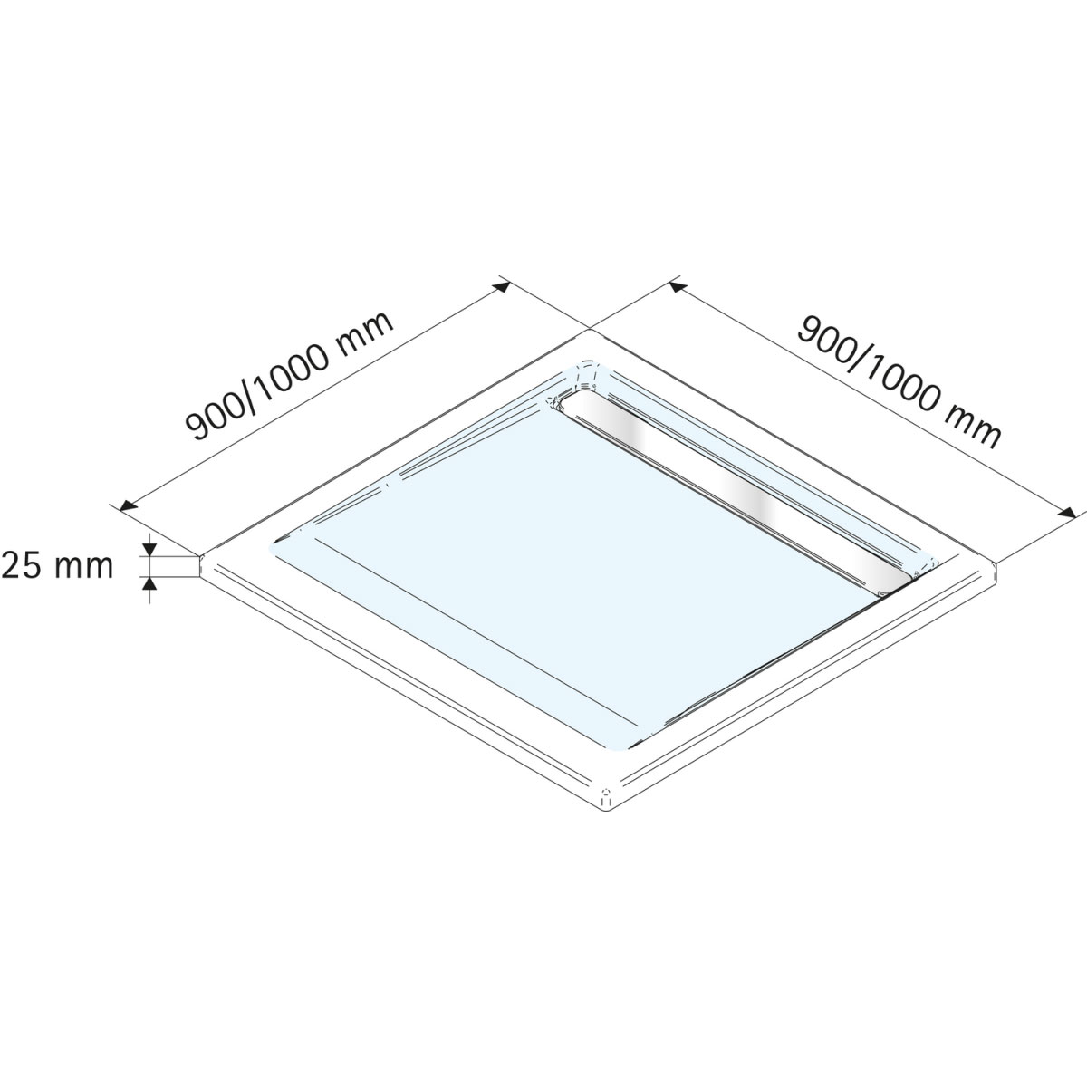Schulte Duschwanne Quadrat extra flach Rinne 1000 x 1000 mm Alpinweiß Bild 2