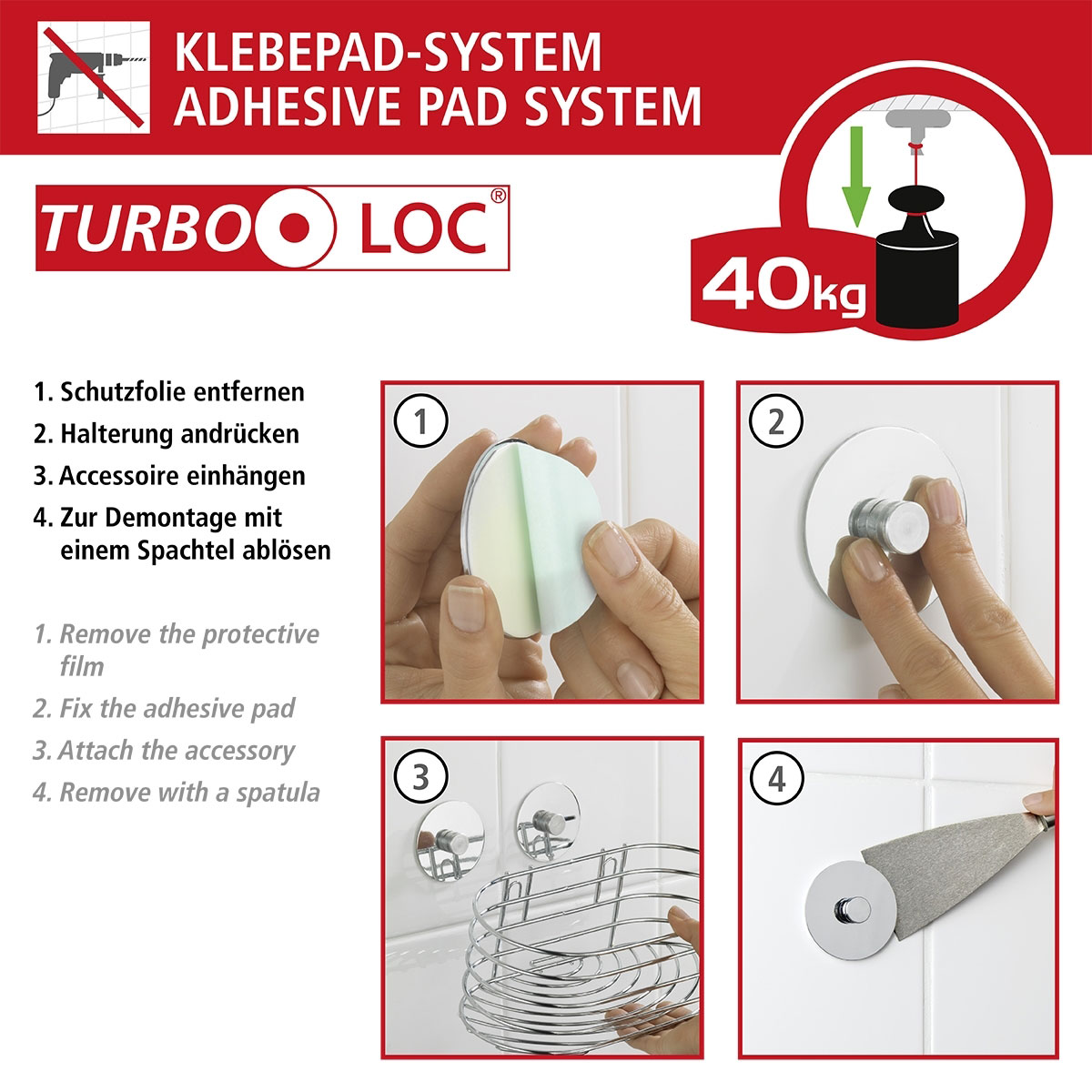 Wenko Turbo-Loc Toilettenpapierhalter mit | 599952 Ablage