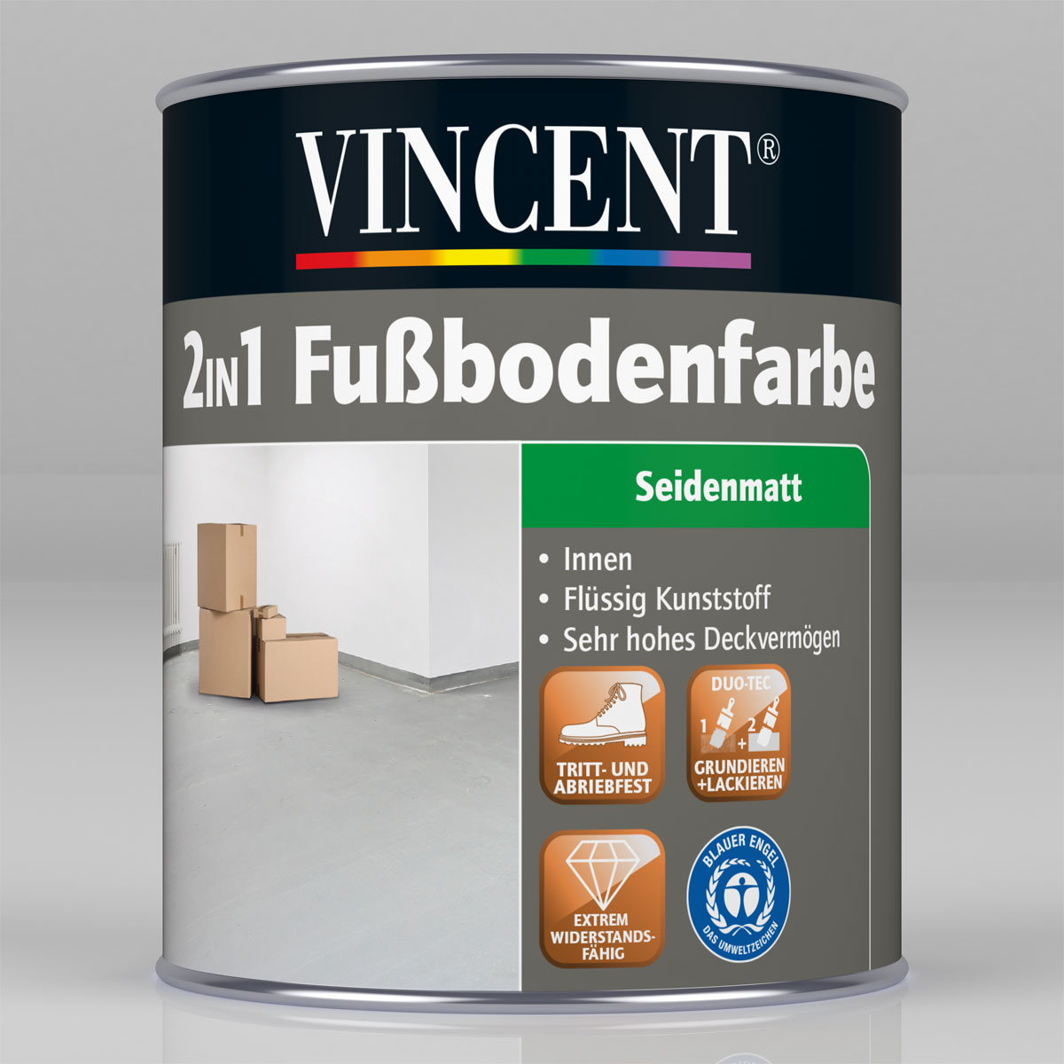Vincent 2in1 Fußbodenfarbe blaugrau 750 ml