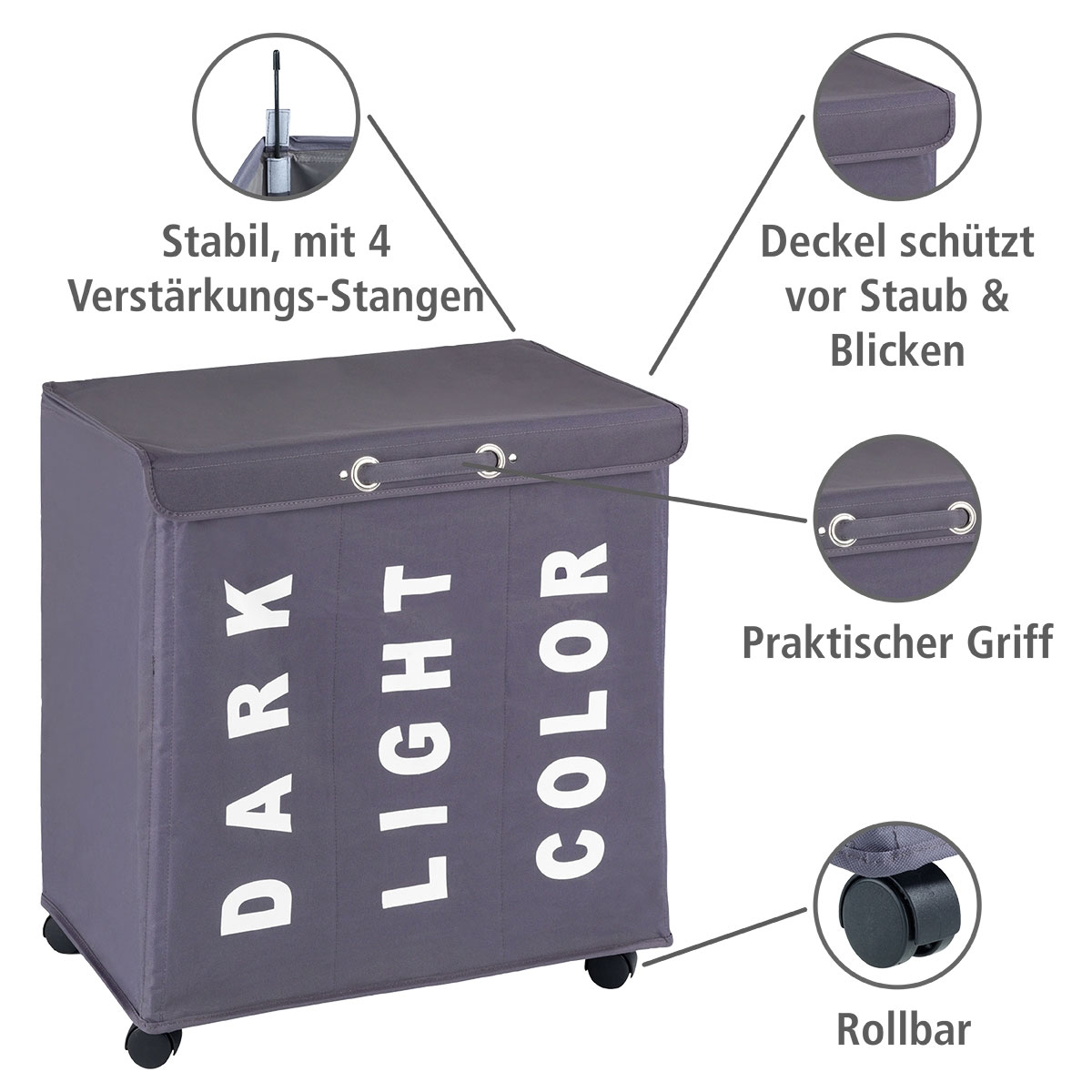 Wenko  Wäschesammler Trivo Grau Wäschekorb 116 l Bild 2