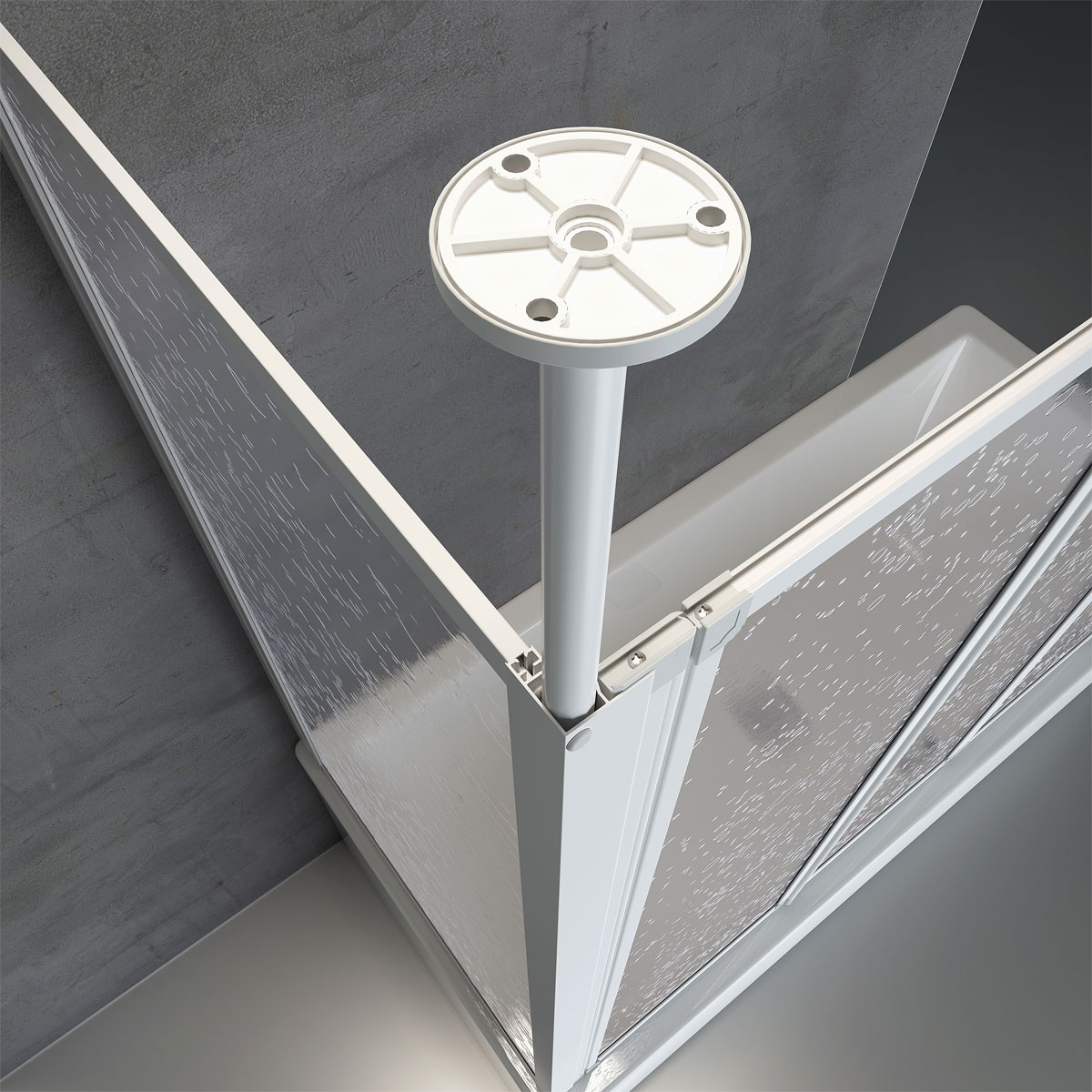 Schulte Badewannenfaltwand 3-teilig 1288 x 1400 mm mit Seitenwand und Deckenstütze Bild 2