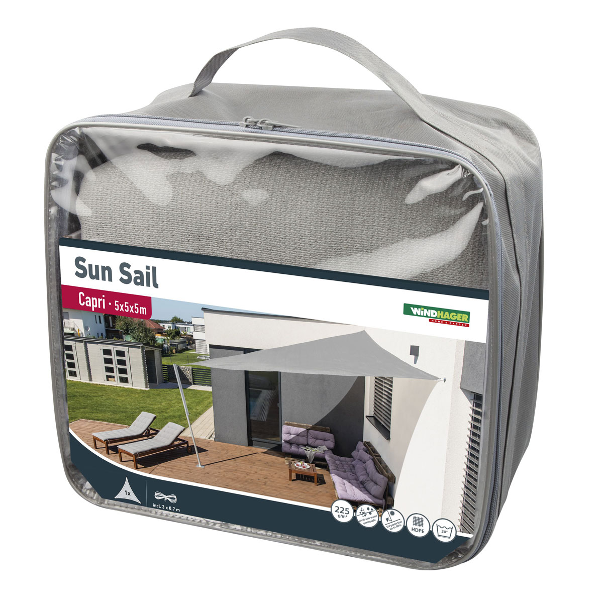 Dreieck-Segel Capri 5 x 5 x 5 m grau Bild 4