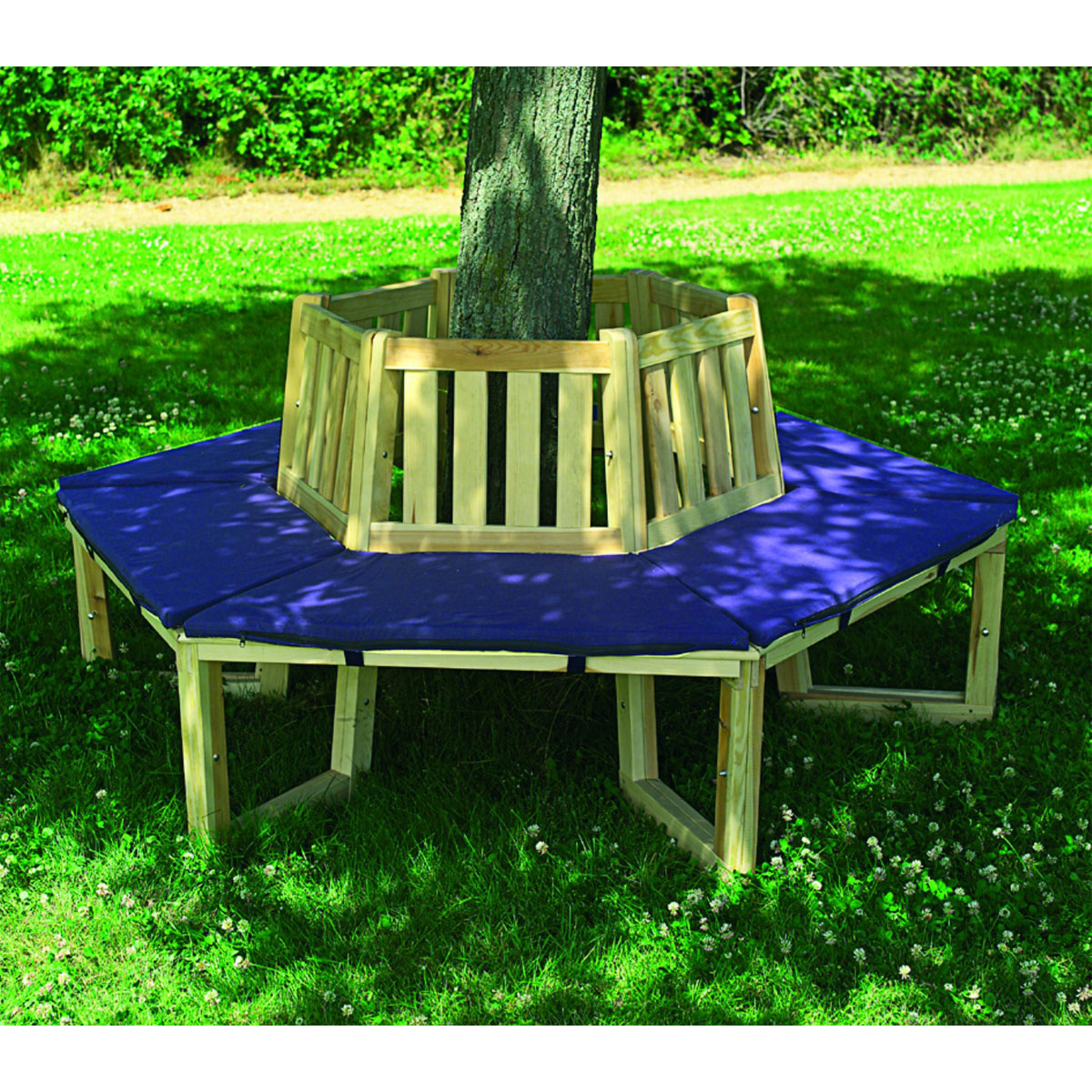 Promadino Baumbank 360 mit Sitzauflagen blau