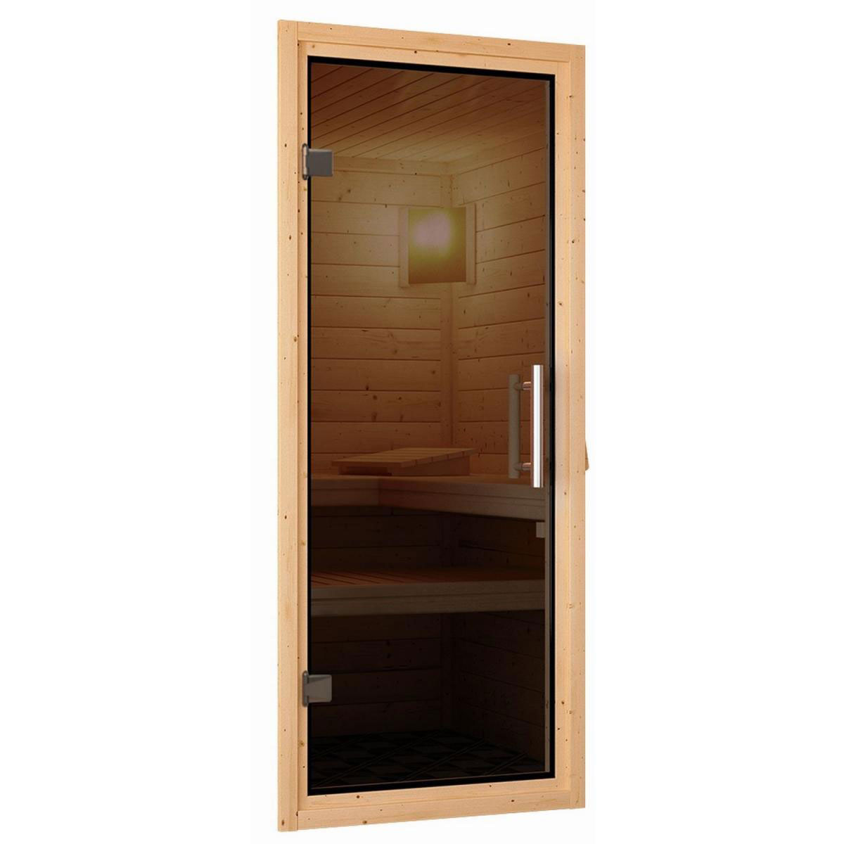 Karibu Sauna Rodin Fronteinstieg 9 kW Ofen Bio externe Strg Tür graphit ohne Kranz Bild 6