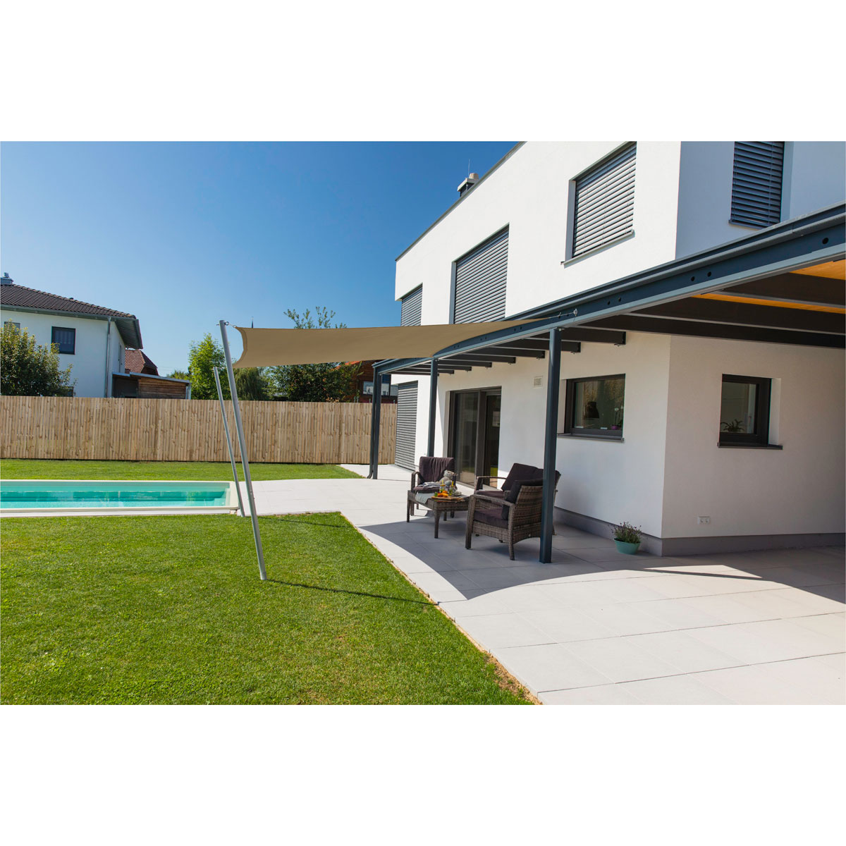 Viereck-Segel Cannes 5 x 5 m taupe Bild 2