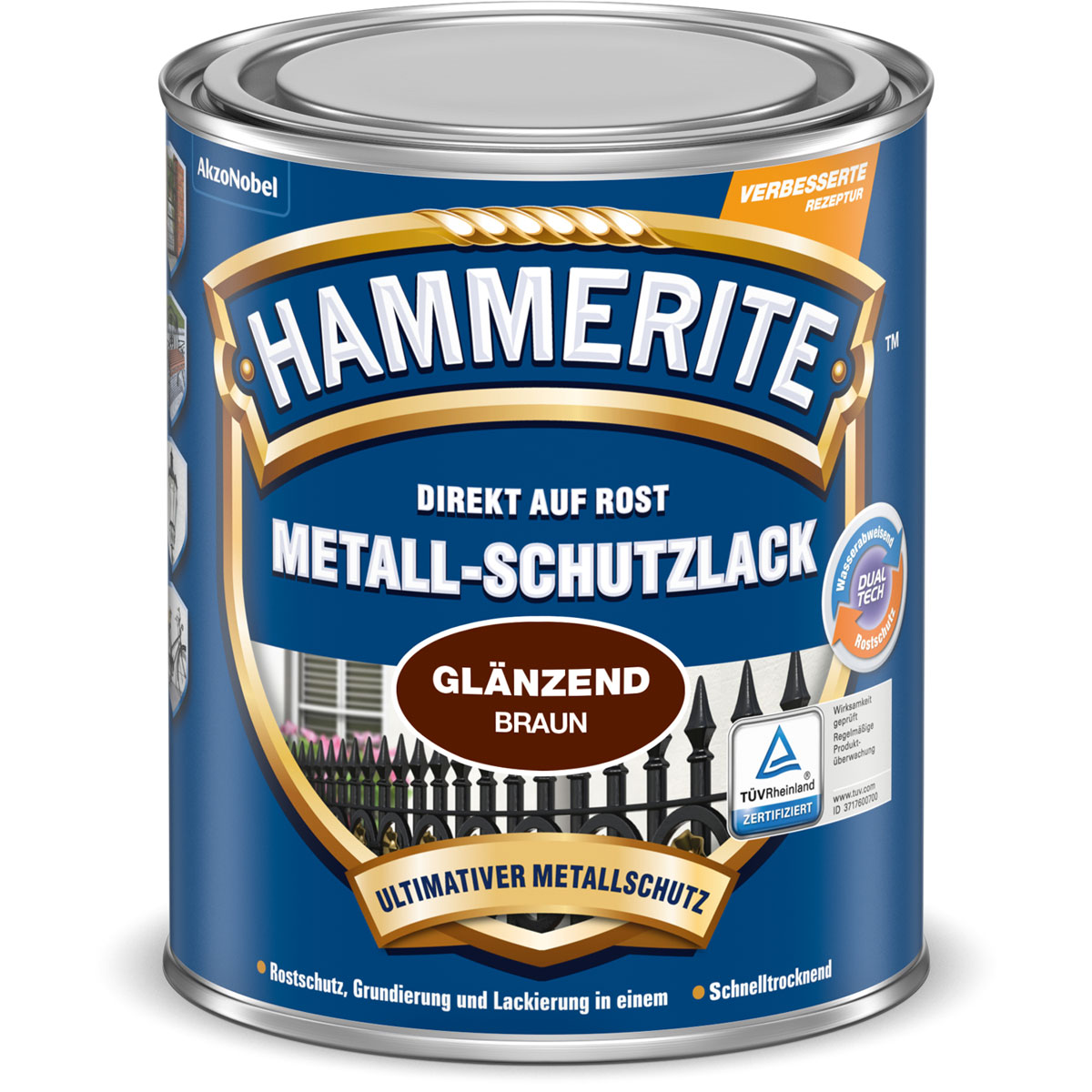Hammerite Metallschutzlack braun glänzend 2,5 L