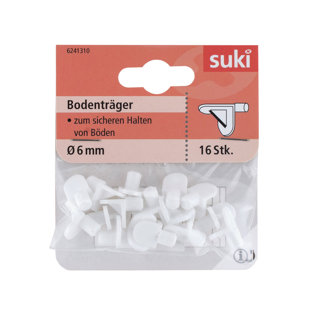 Suki Bodenträger Kunststoff Durchmesser 0,6 x 0,8 cm weiß 16 Stück