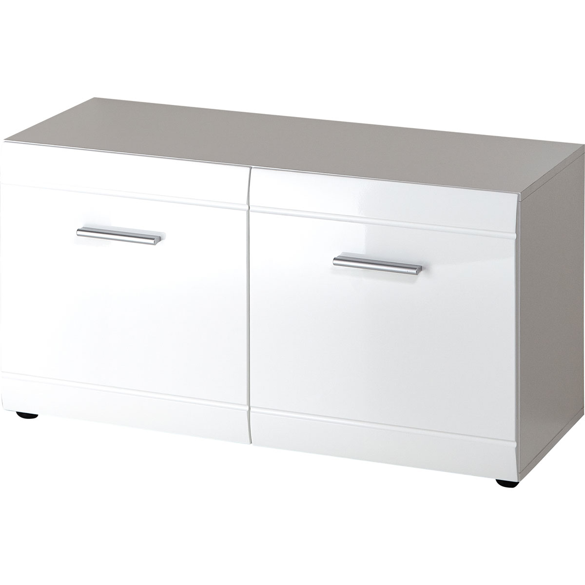 Schuhbank Adison Fronten in Hochglanz mit Rillenfräsung 96 x 51 x 39 cm weiß