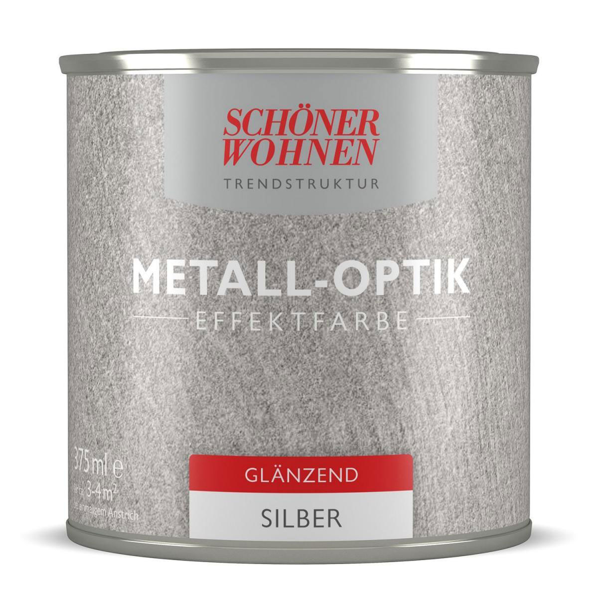 Schöner Wohnen Farbe Metall-Optik Effektfarbe Silber glänzend 375 ml