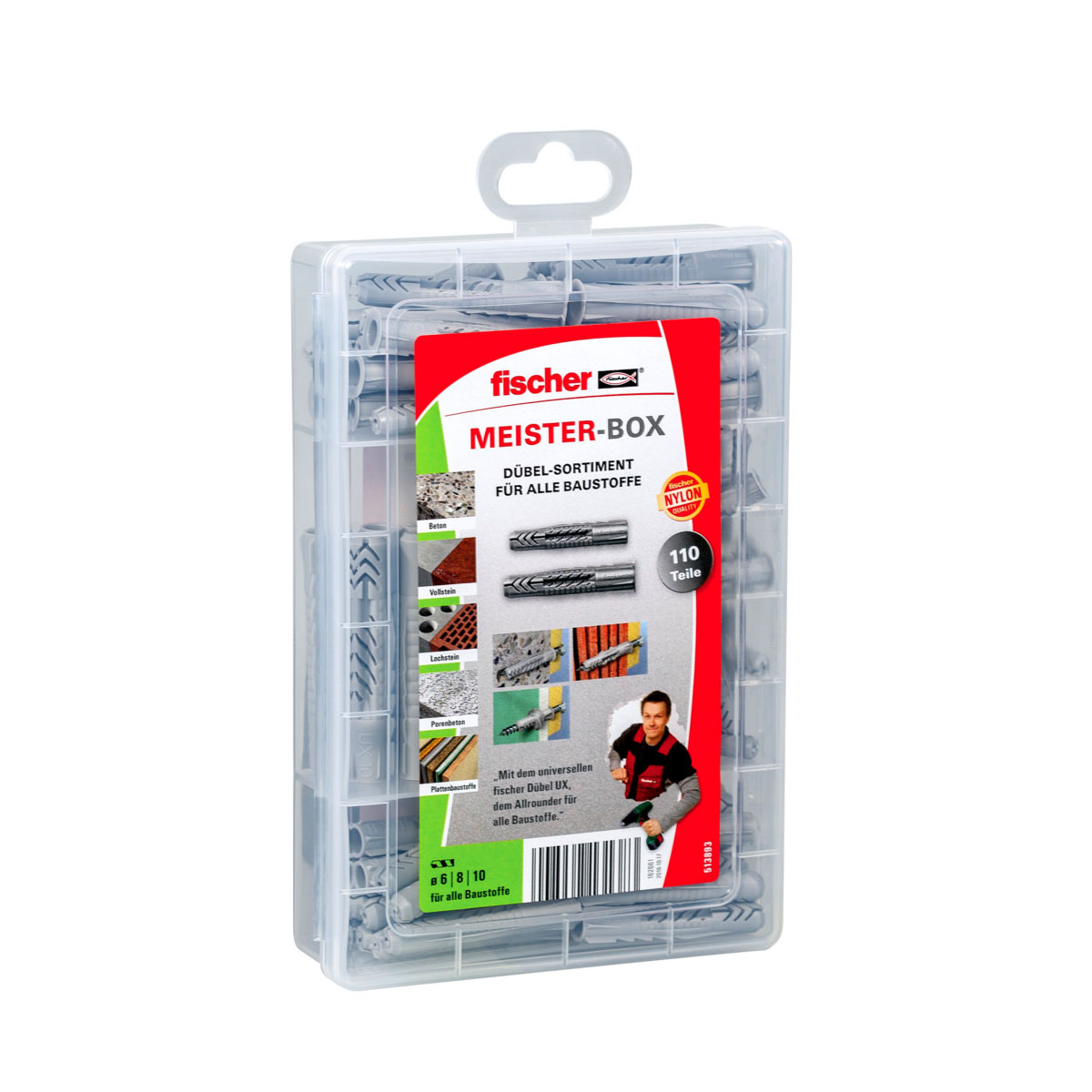 Fischer  Sortimentsbox UX/UX mit Rand 110-teilig