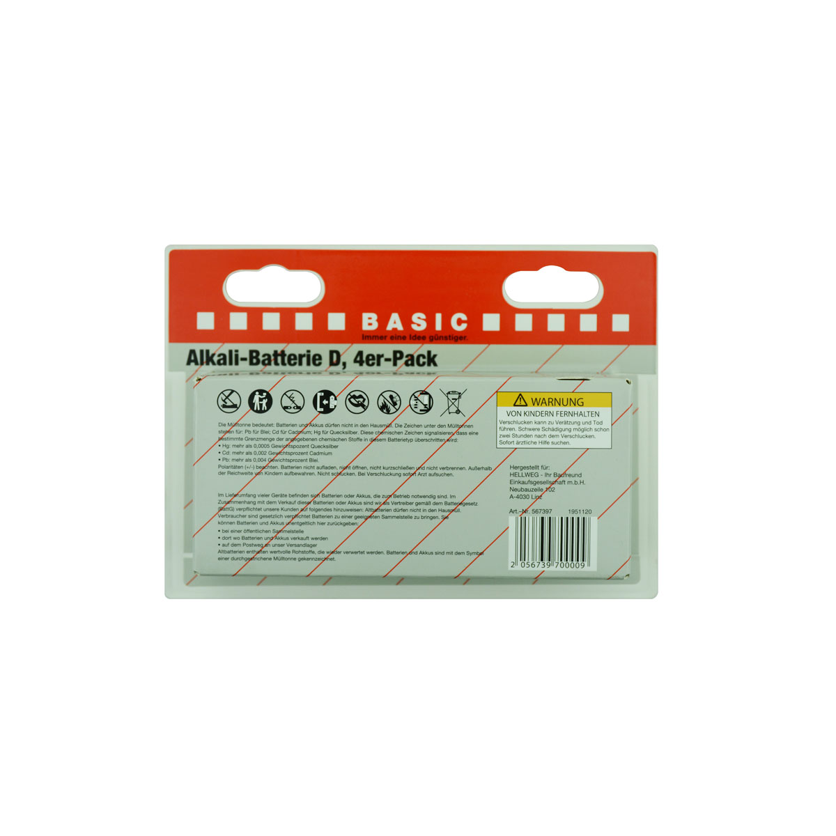 Basic Alkaline-D-Batterie 1,5V 4 Stück Bild 2