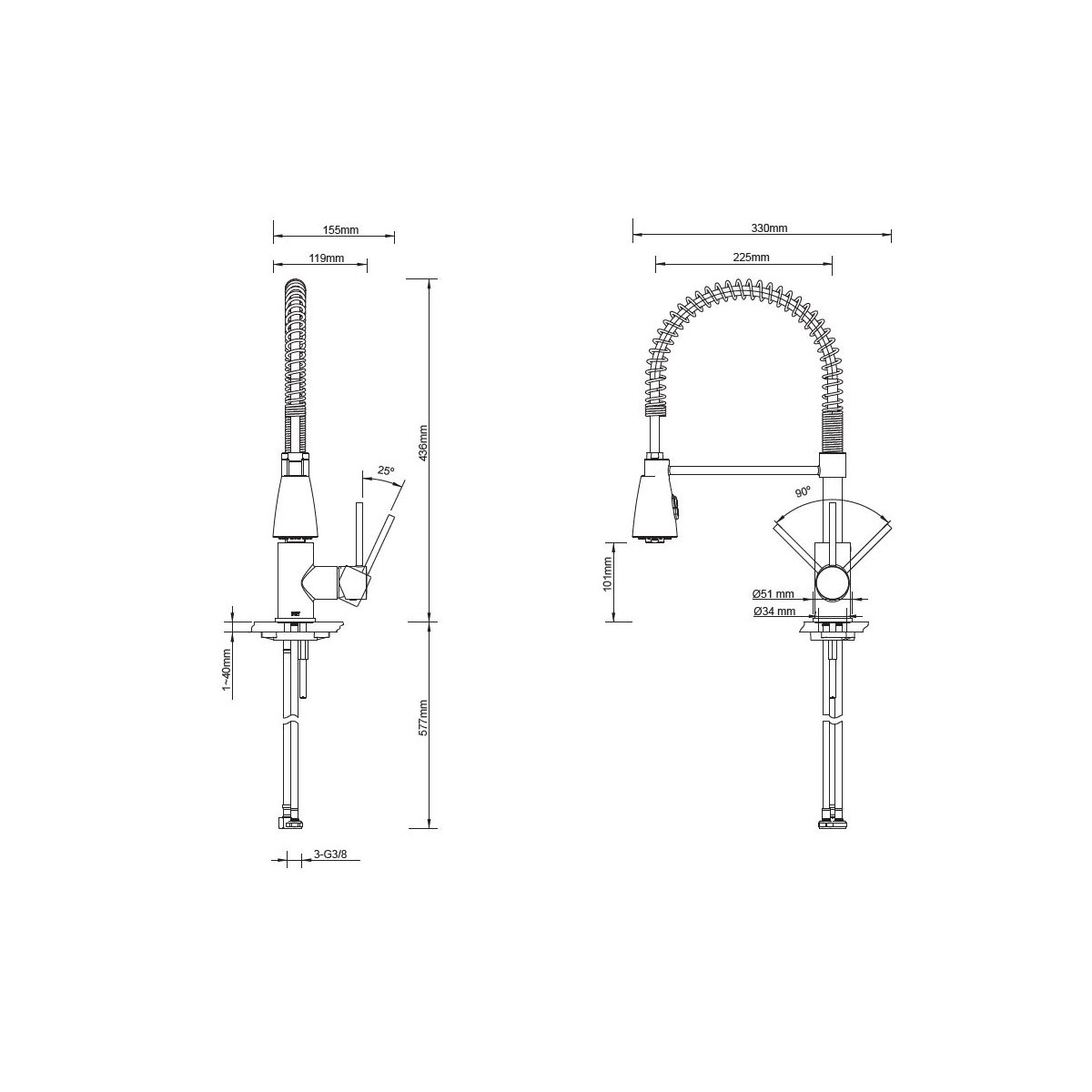 Lenz  Küchenarmatur KALANI² mit Pendelbrause Niederdruck chrom Bild 3