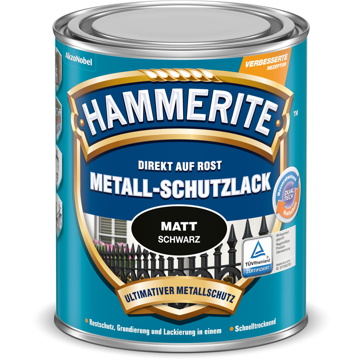 Hammerite Metallschutzlack schwarz matt 750 ml