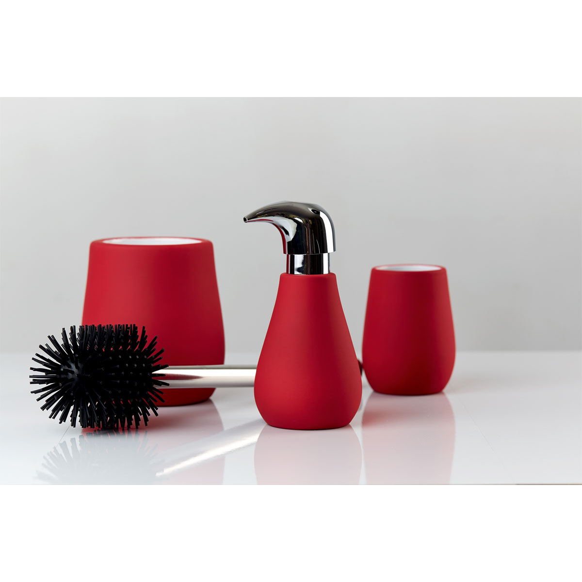 Wenko WC-Garnitur Sydney Rot Matt Keramik mit Soft-Touch Beschichtung |  514543 | Toilettenbürstenhalter