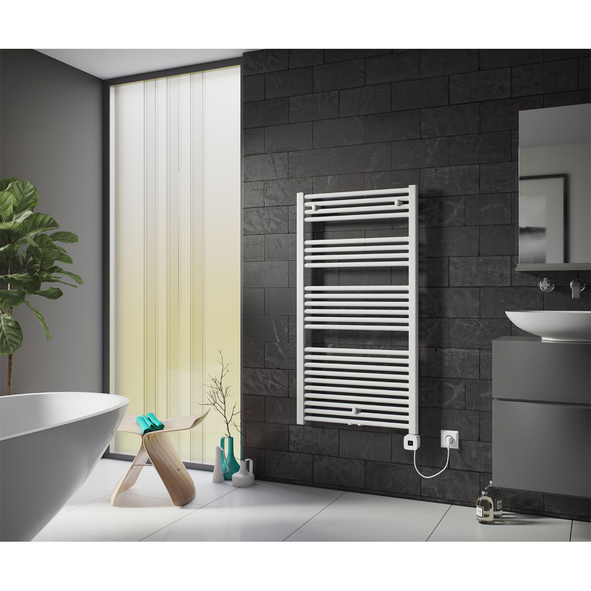 Ximax  Elektrischer Handtuchwärmer Alpha 1750 x 700 mm 900 Watt Typ 7 Weiß