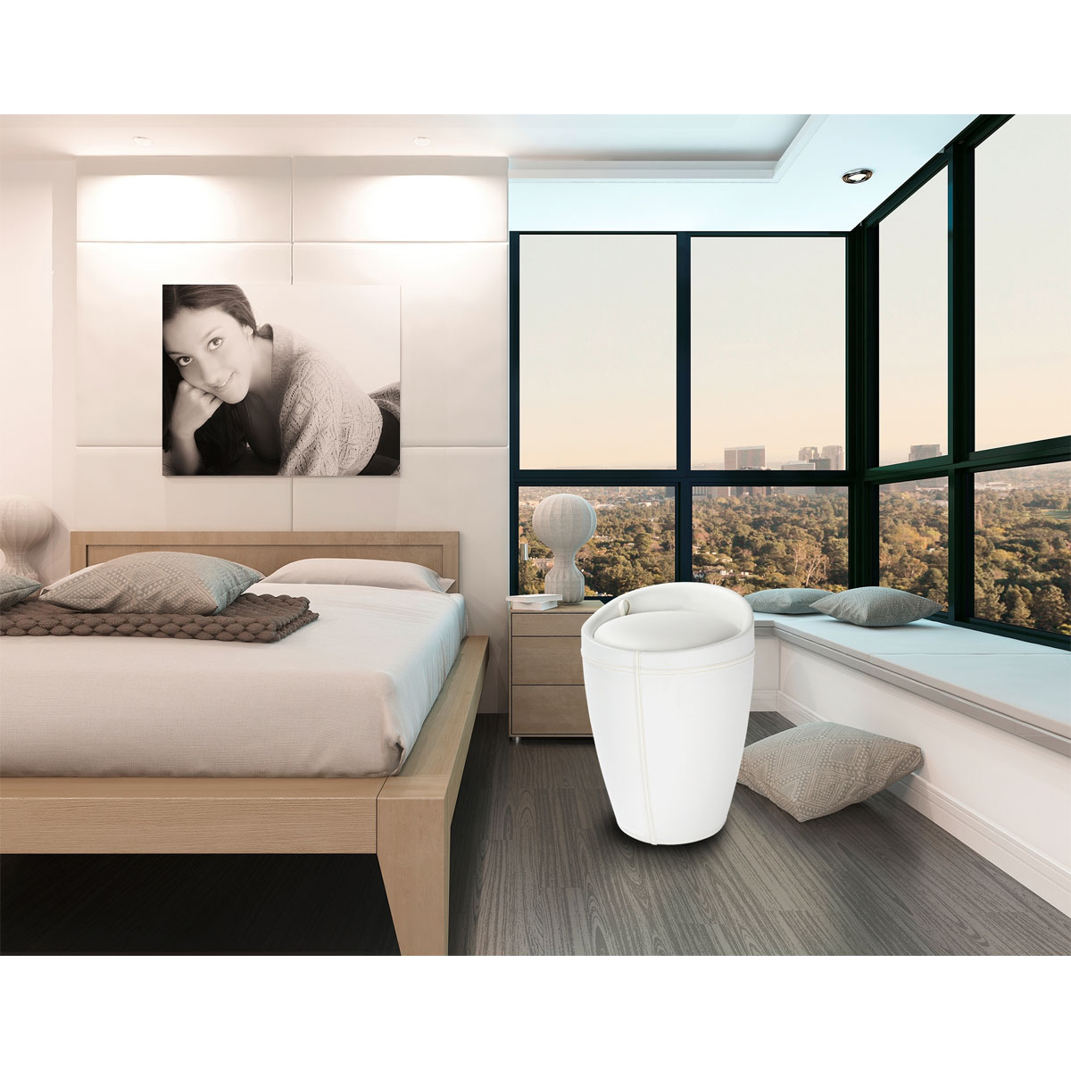 Wenko  Hocker Candy White in Lederoptik mit Wäschesack Badhocker mit abnehmbarem Wäschesammler Bild 7