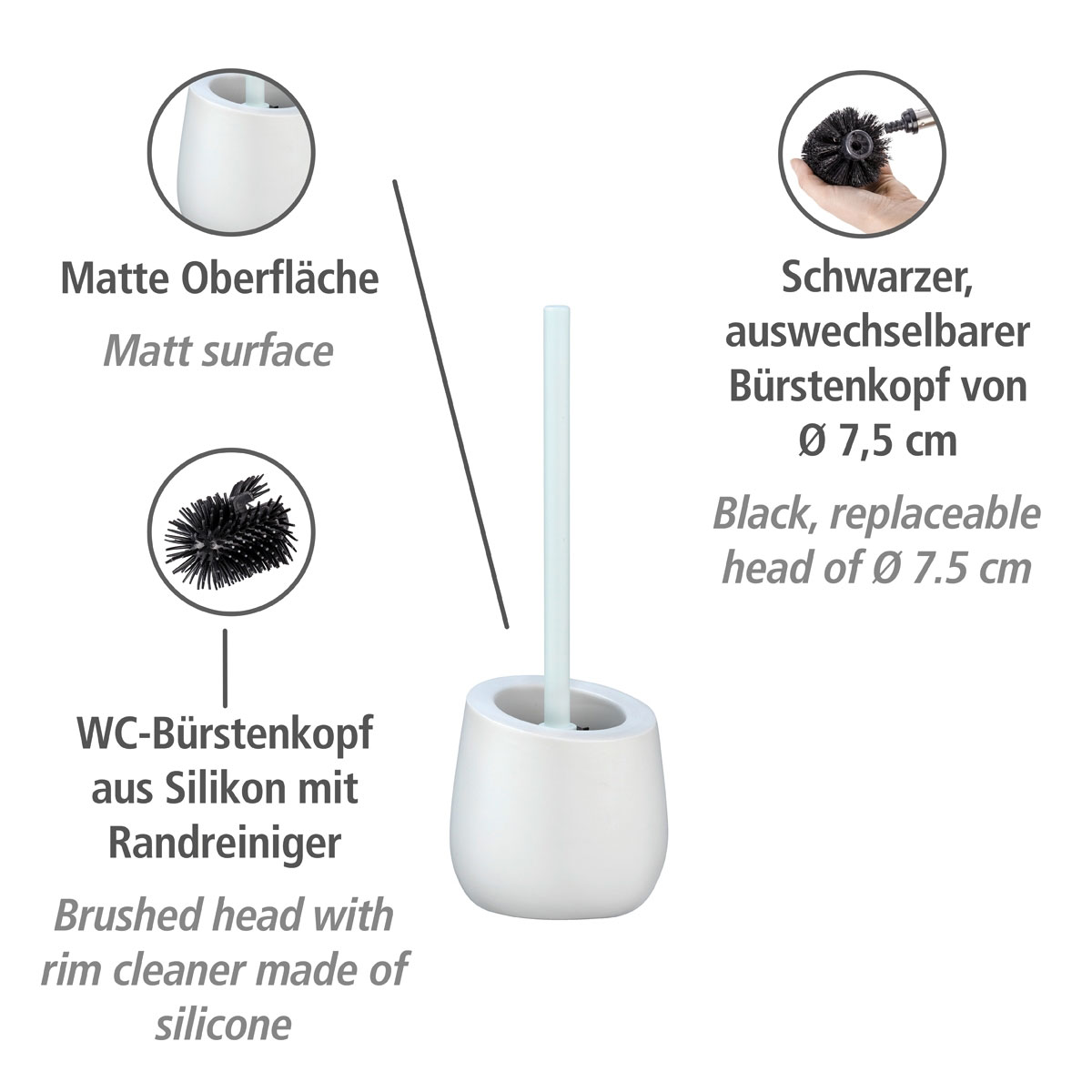 Wenko WC-Garnitur Badi 514476 | Weiß Keramik WC-Bürstenhalter