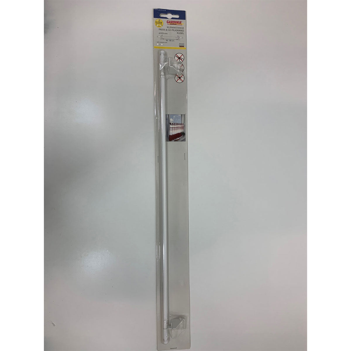 Gardinia Klemmstange Press und Go Filigrano Kugel 50-80 cm weiß