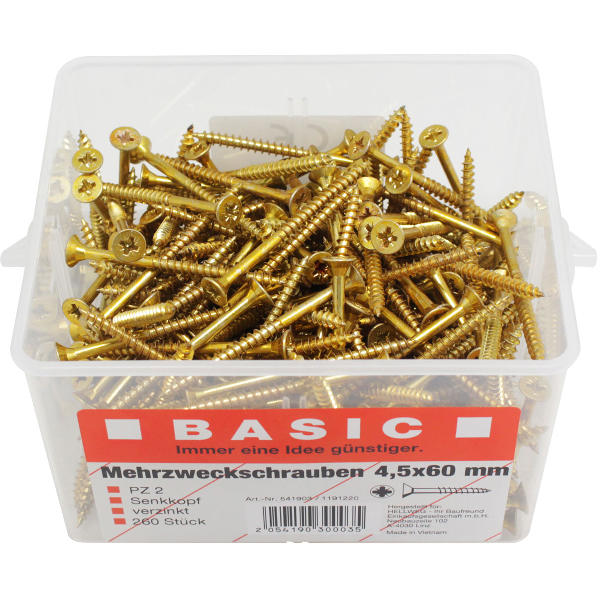 Basic Mehrzweckschraube 4,5 x 60 mm 260 Stück im Eimer Bild 2