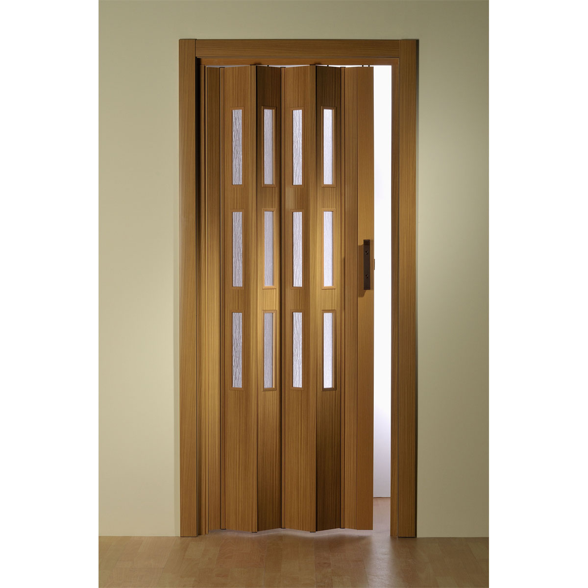 FORTE Kunststoff-Falttür Luciana B 88,5 x H 202 cm Buche 3 Fenster