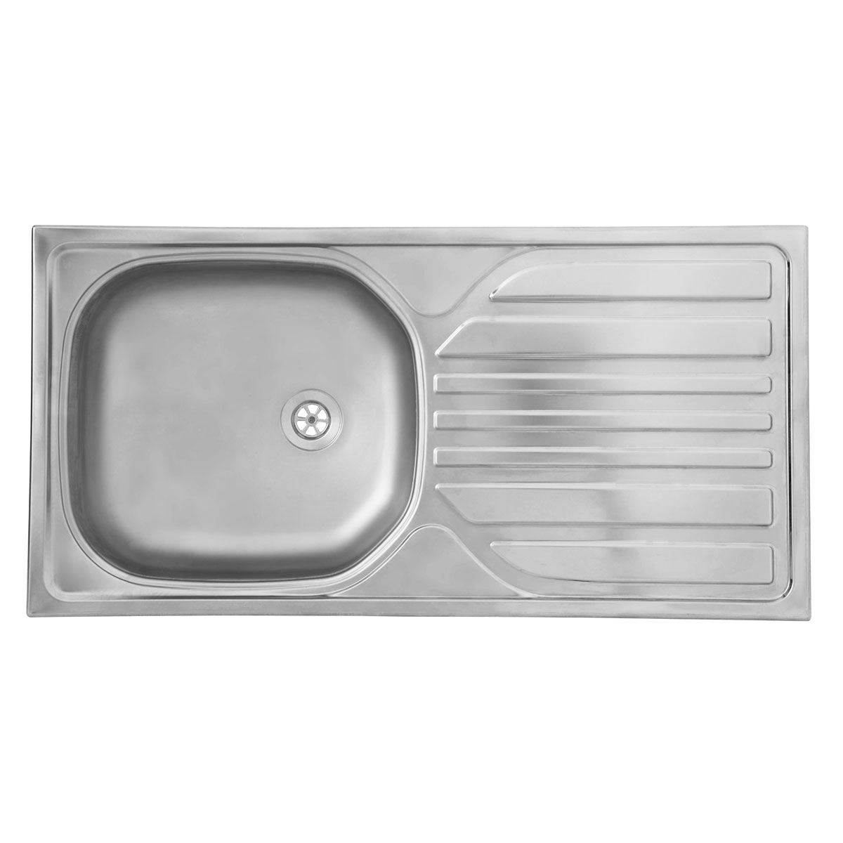 Respekta Edelstahl-Spüle inkl Ab- und Überlaufgarnitur 86 cm