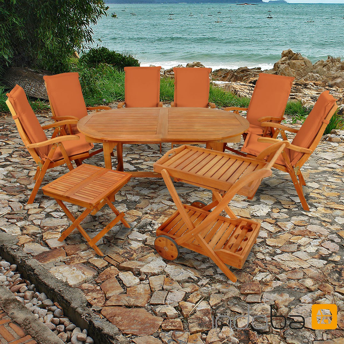 Indoba Gartenmöbel Set Sun Flair 15-teilig mit Auflagen Premium Terra | 15  | Terra | K000022063