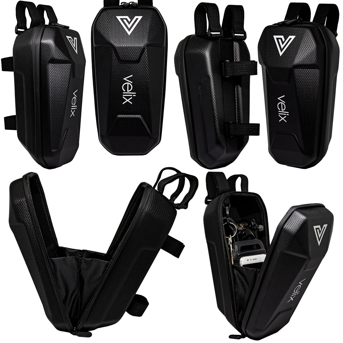 Velix Lenkertasche Zubehör Tasche für Lenker L30 cm mit Haltebändern Schwarz Bild 7