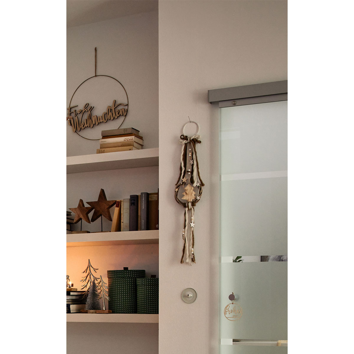 Dekoanhänger Kranz natur sortiert Holz/Stoff 15 x 3 x 70 cm Bild 2