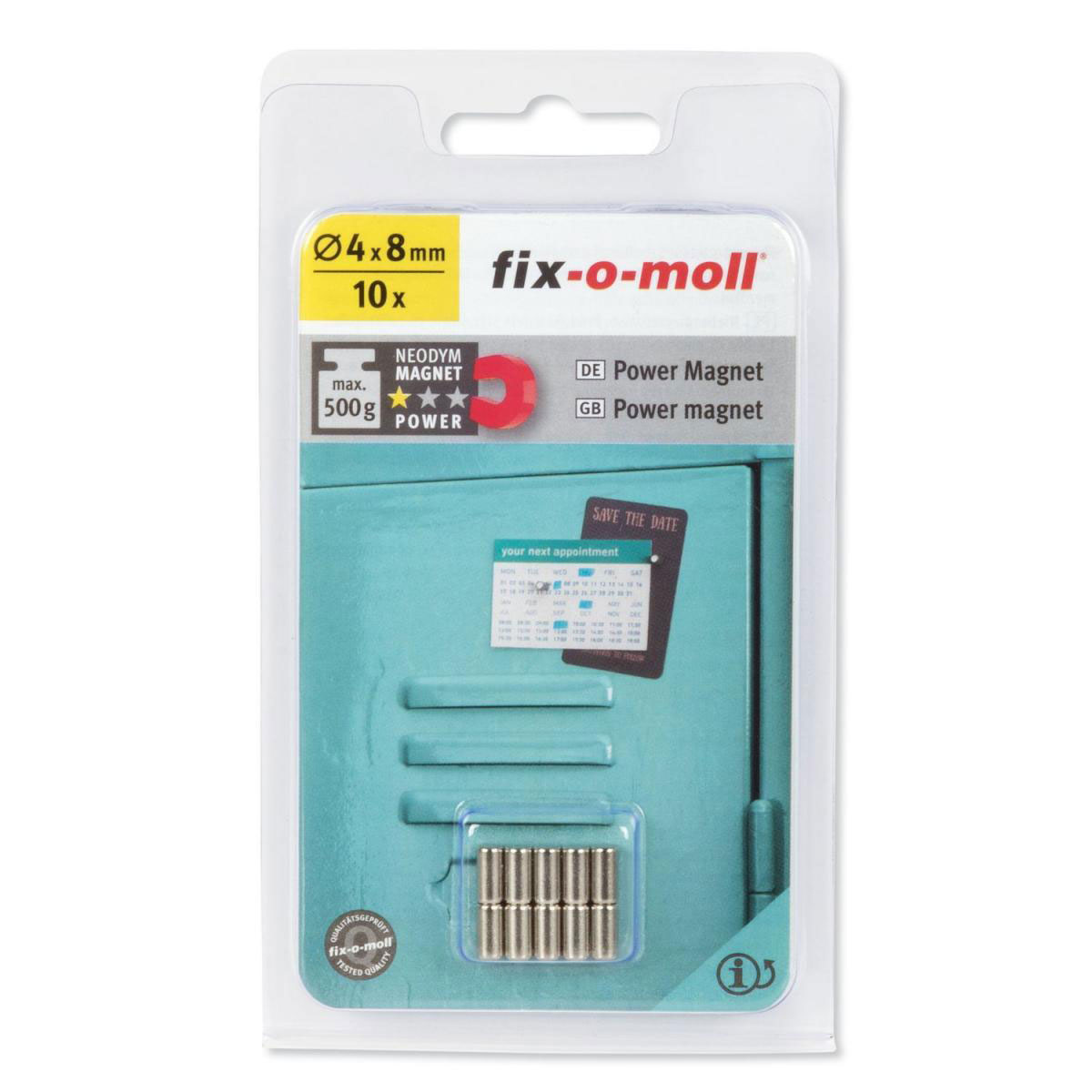 Magnet-Zylinder Neodym silber D4H8 mm 10St