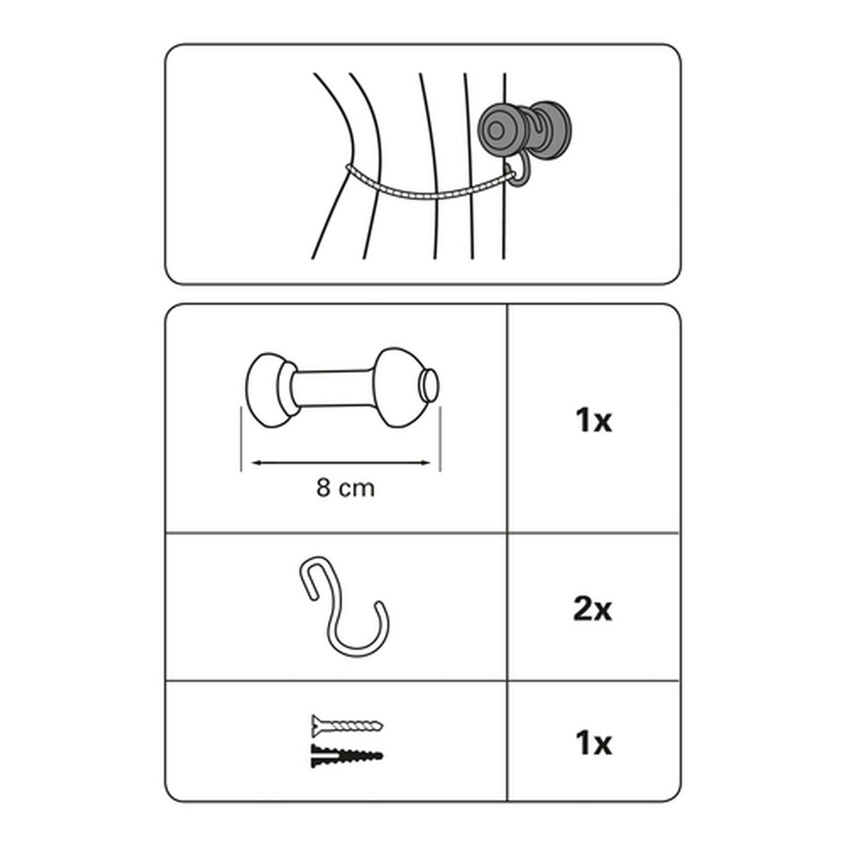 Gardinia Schalhalter Holz 8 cm mit Haken Kiefer Bild 3