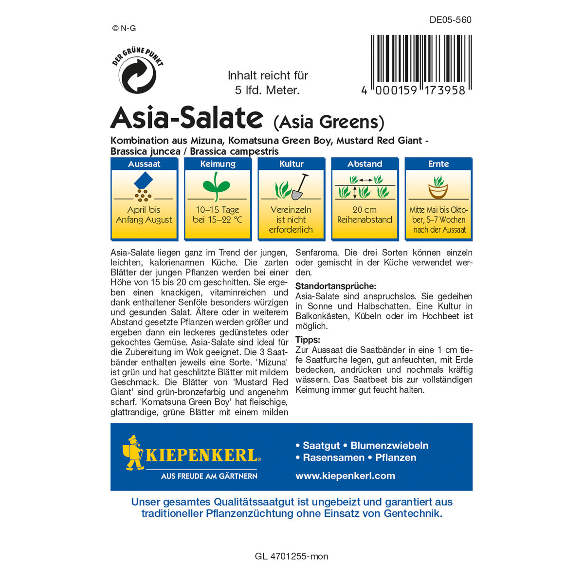 Asia-Salate, Saatband