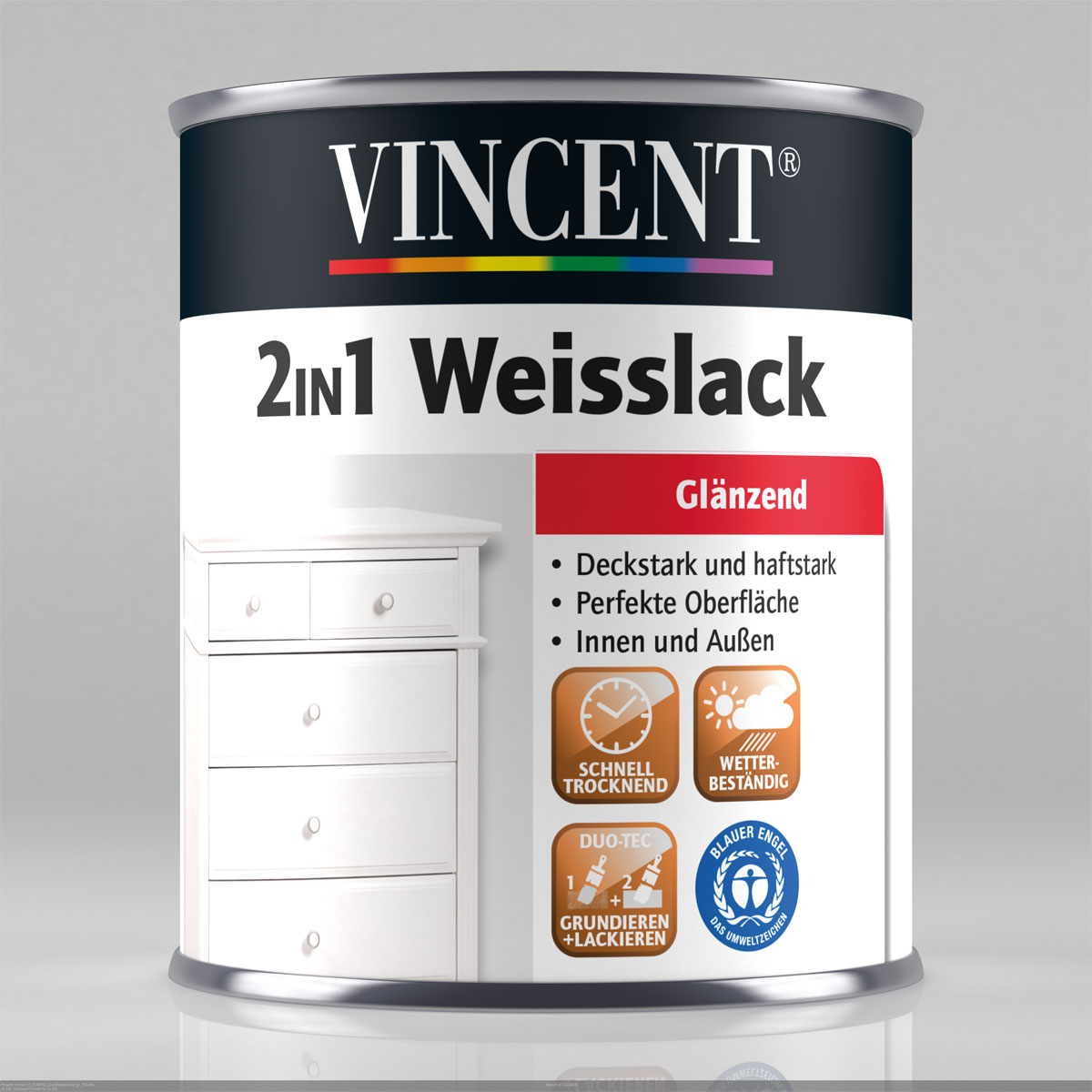 Vincent Weißlack 2in1 RAL 9010 Reinweiß glänzend 375 ml