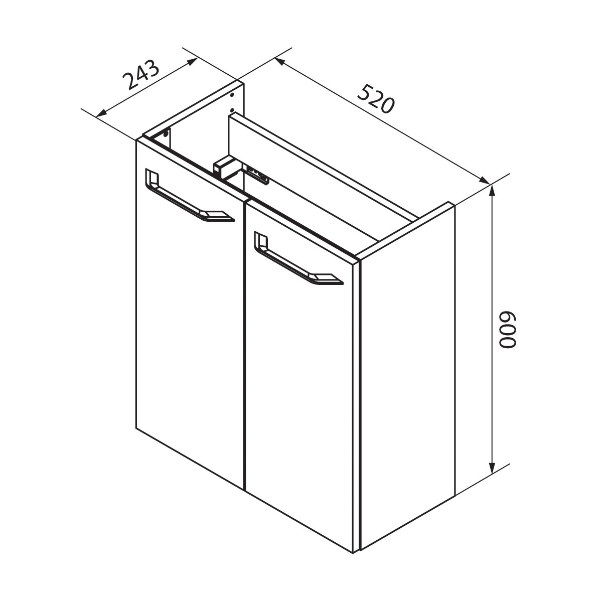 Fackelmann  Gäste-WC Waschtischunterschrank SBC 520 x 600 x 243 mm Alaska-Esche Bild 5