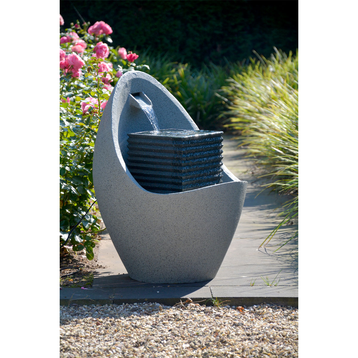 dobar XL Design-Gartenbrunnen 46,5 x 63,5 x 46,5 cm grau