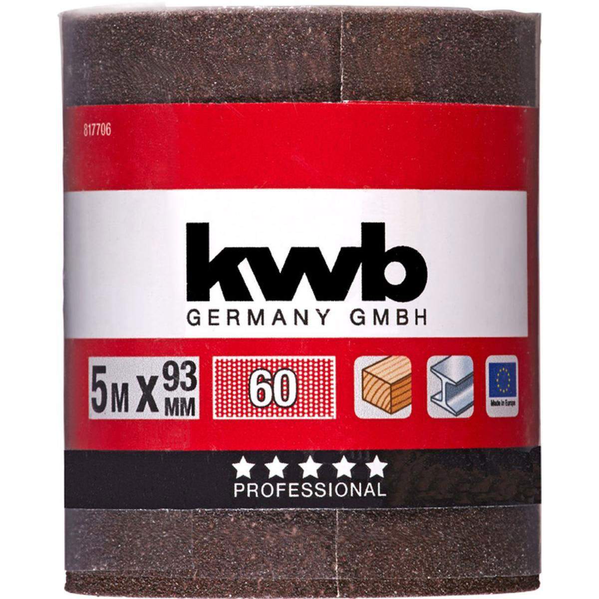 kwb  Schleifmittel-Rollen Holz und Metall 5 m x 93 mm K60 Bild 2