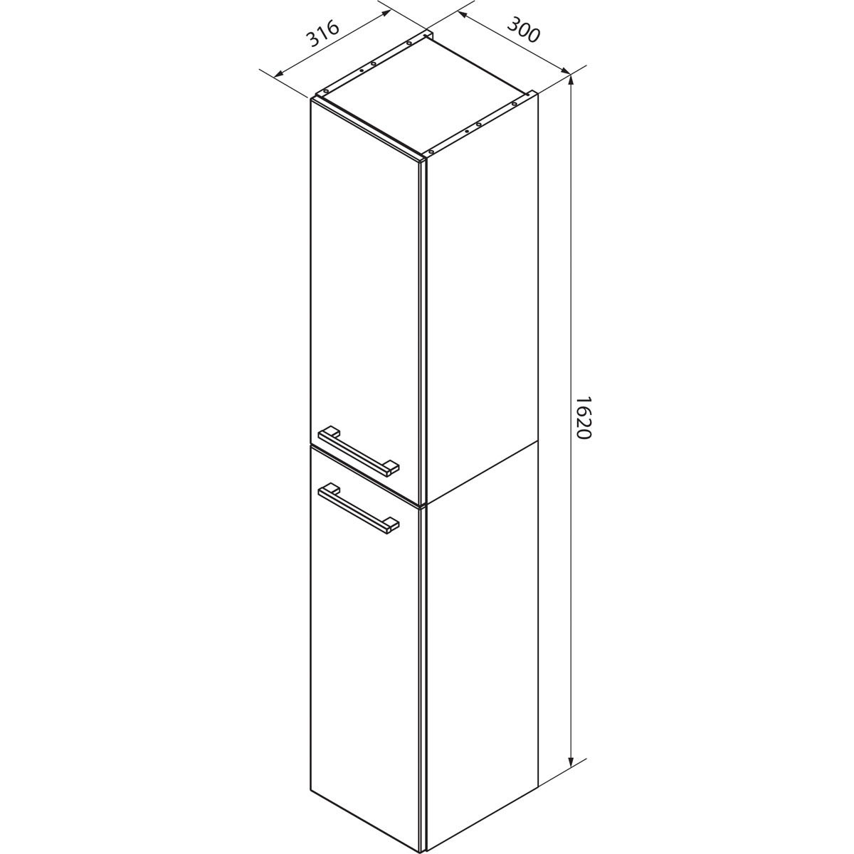 Fackelmann  Hochschrank links B.Style 300 x 1620 x 316 mm Nature Oak/Weiß Bild 3