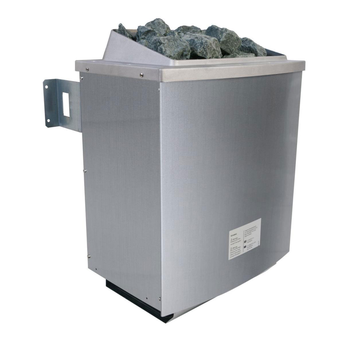 Karibu Sauna Malin Eckeinstieg 9 kW externe Strg modern Tür graphit mit Kranz Bild 7