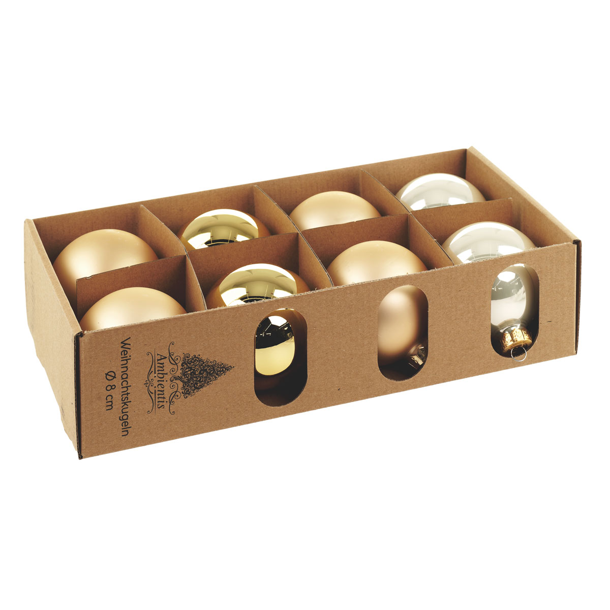 Ambientis Glaskugeln 8 cm gold Mix