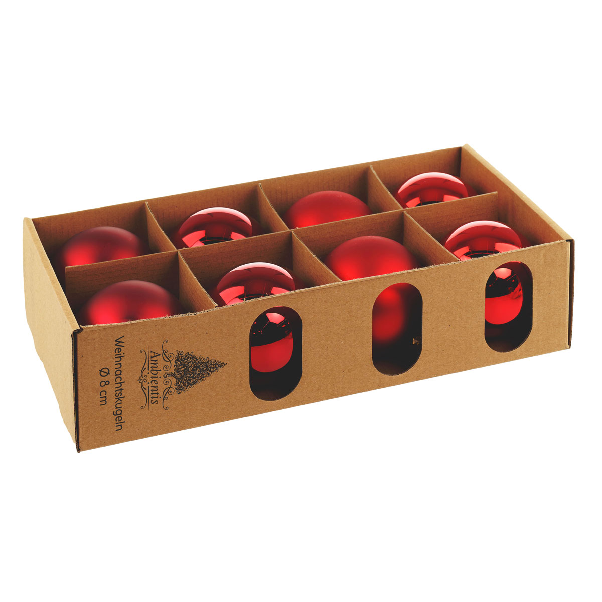 Ambientis Glaskugeln 8 cm rubinrot Mix